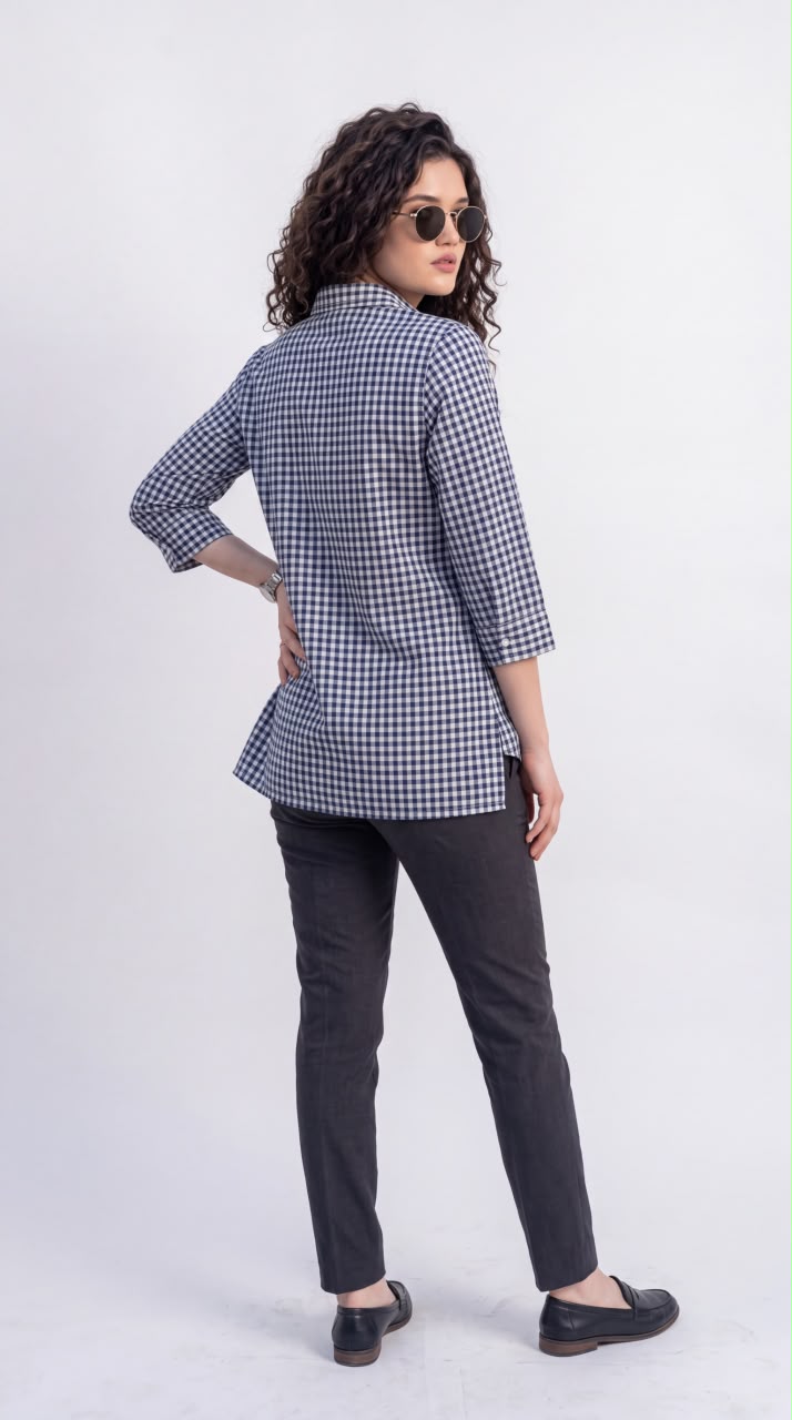 Gingham Check Cotton Top