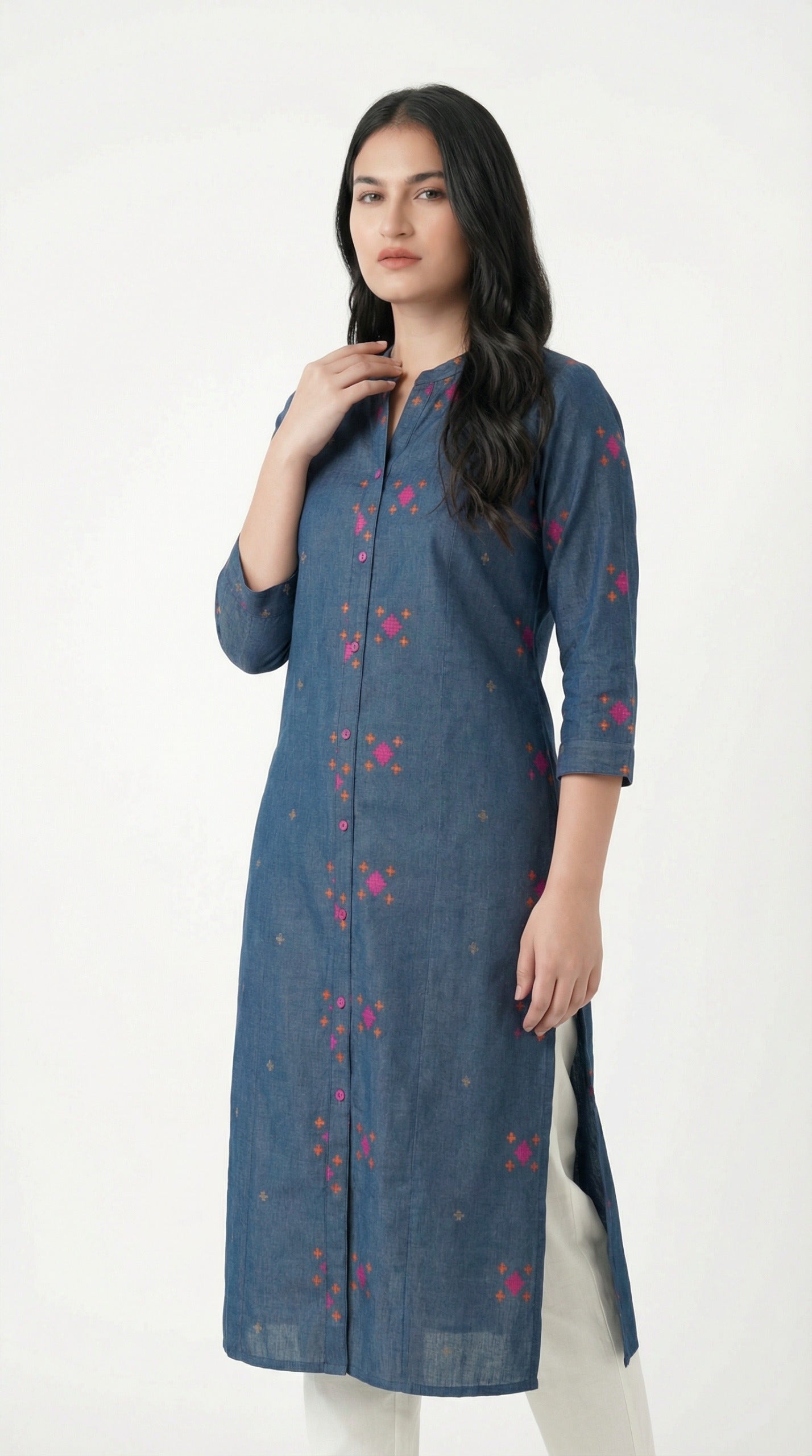 Stylish Black Ikkat Weave Women's Kurta Design - Etiquette Apparel