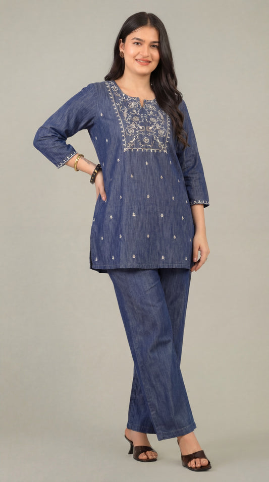 Denim Meets Dori Co-Ord Set - Etiquette Apparel
