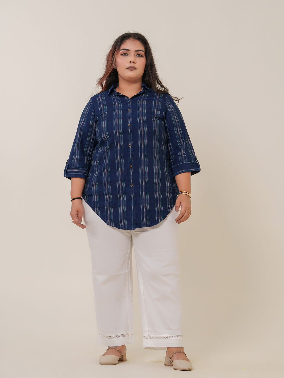 Denim Top With Collar - Etiquette Apparel