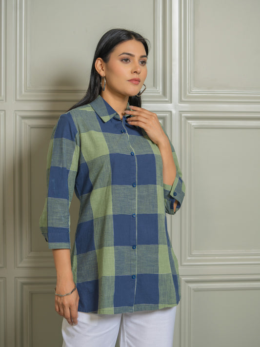 Women Oversized Cotton Check Shirts - Etiquette Apparel