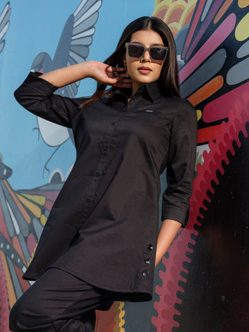Coloured Denim shirt top with full loose pants