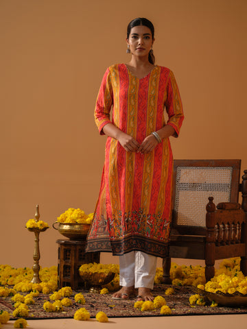 Garba Border V Neck Kurta