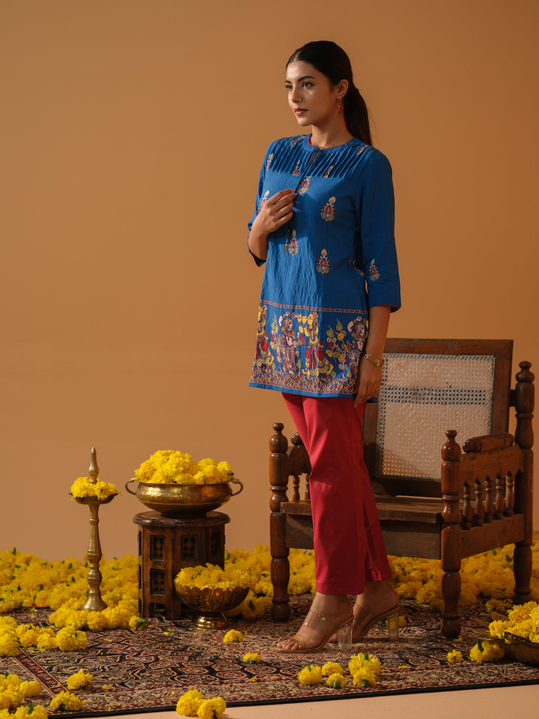 Air Cool Top with Kalamkari Inspired Border - Etiquette Apparel