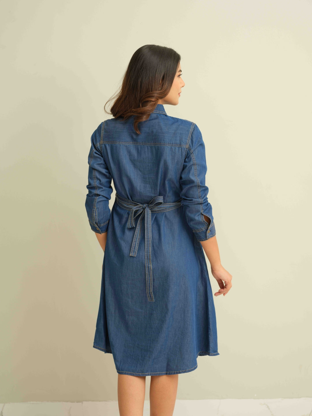 Tie Your Way Indigo Dress - Etiquette Apparel