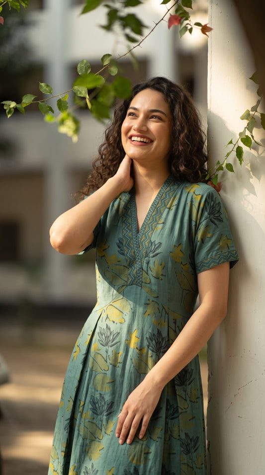 Botanical Print Cotton Dress