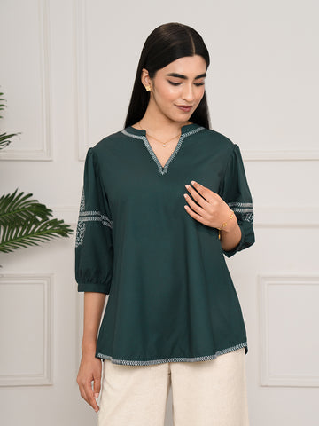 Dusty Pastel Shaded Embroidered Top Off - Etiquette Apparel