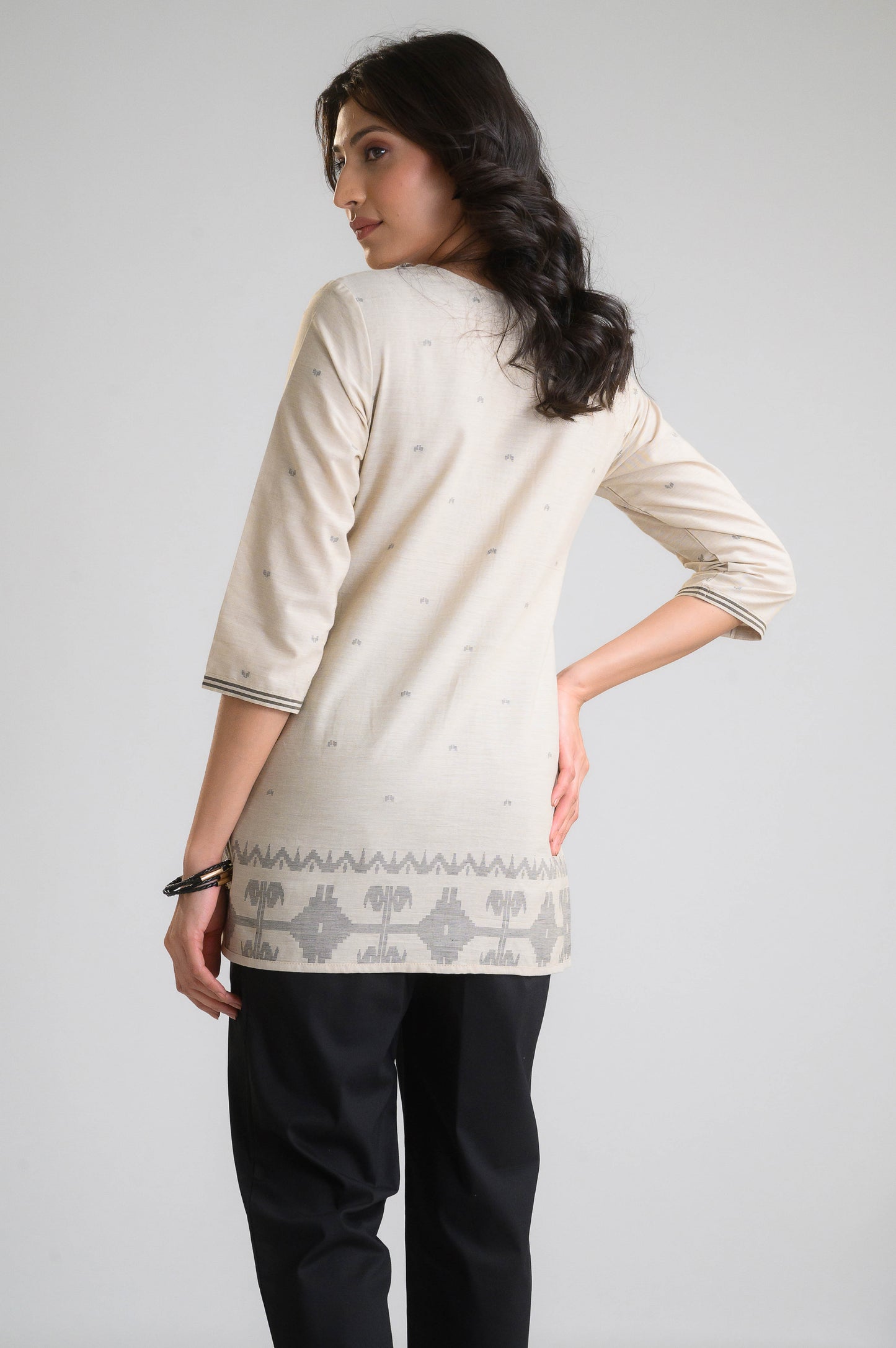 Jamdani Beige Short Top - Etiquette Apparel