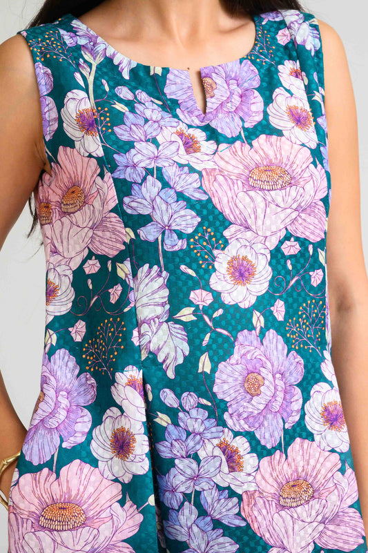 Tropical Daydream Sleeveless Dress - Etiquette Apparel
