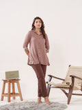 Product Carousel Image 1: Solid Colored Top With Cutwork Embroidery in Front and Sleeves
