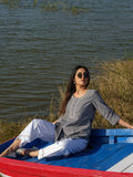 Product Carousel Image 9: Dual tone textured short kurta with embroidery