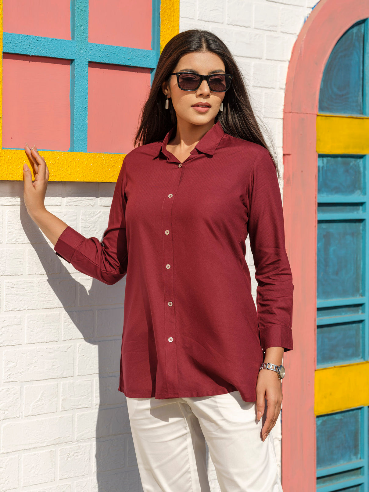 Wardrobe essential basic solid colored shirt top