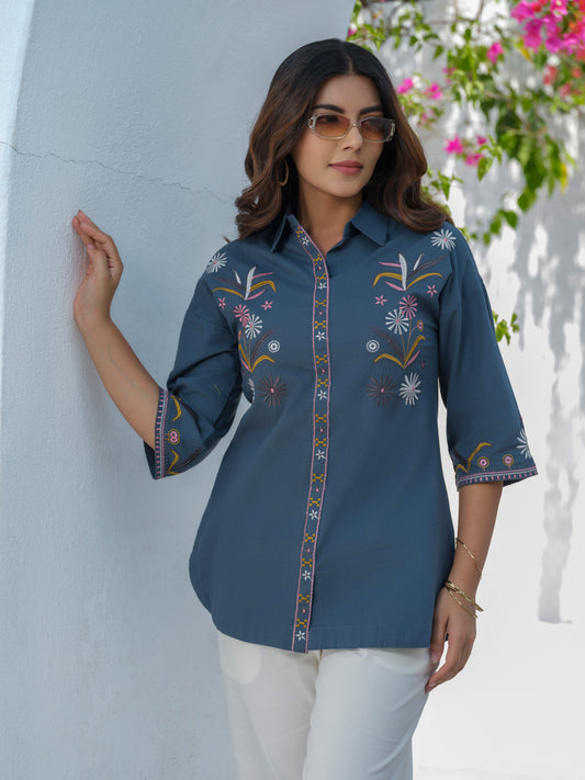 Anti-Fit Sleeve Afro-Embroidered Top - Etiquette Apparel
