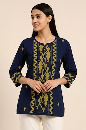 Color Play Jamdani Top - Etiquette Apparel