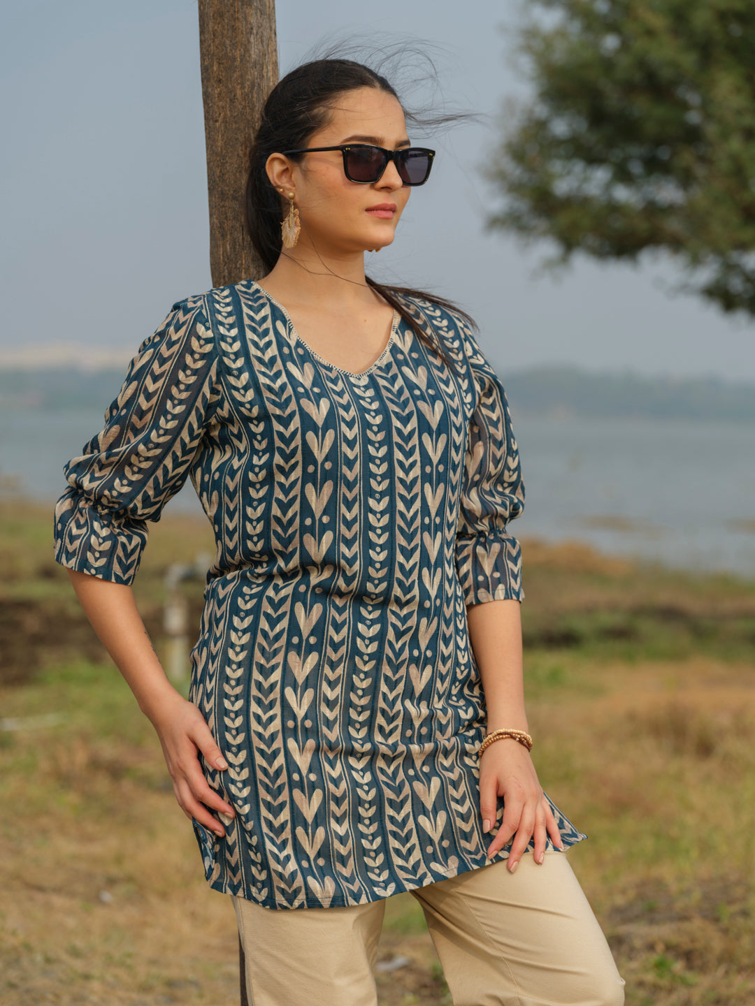 Flowy Georgette Leaf Top - Etiquette Apparel