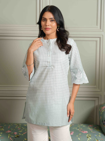 The Ombre Edit Green Check Top - Etiquette Apparel