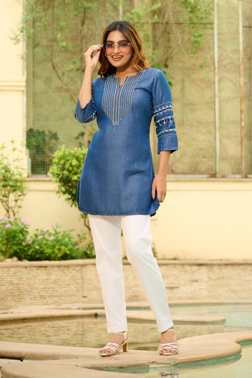 The Blue Edit Denim Top