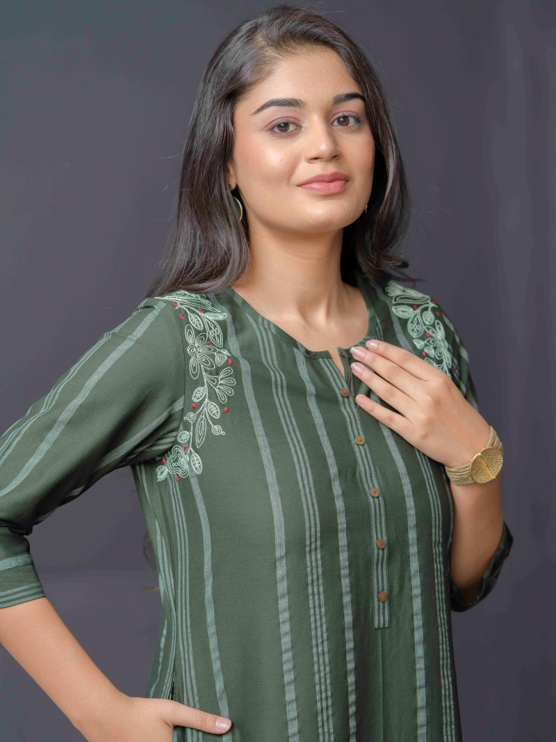 Stripe Kurta with Dori Embroidery - Etiquette Apparel