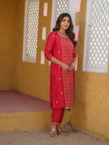 Product Carousel Image 2: Elegant Red Embroidered Kurta Set with Dupatta