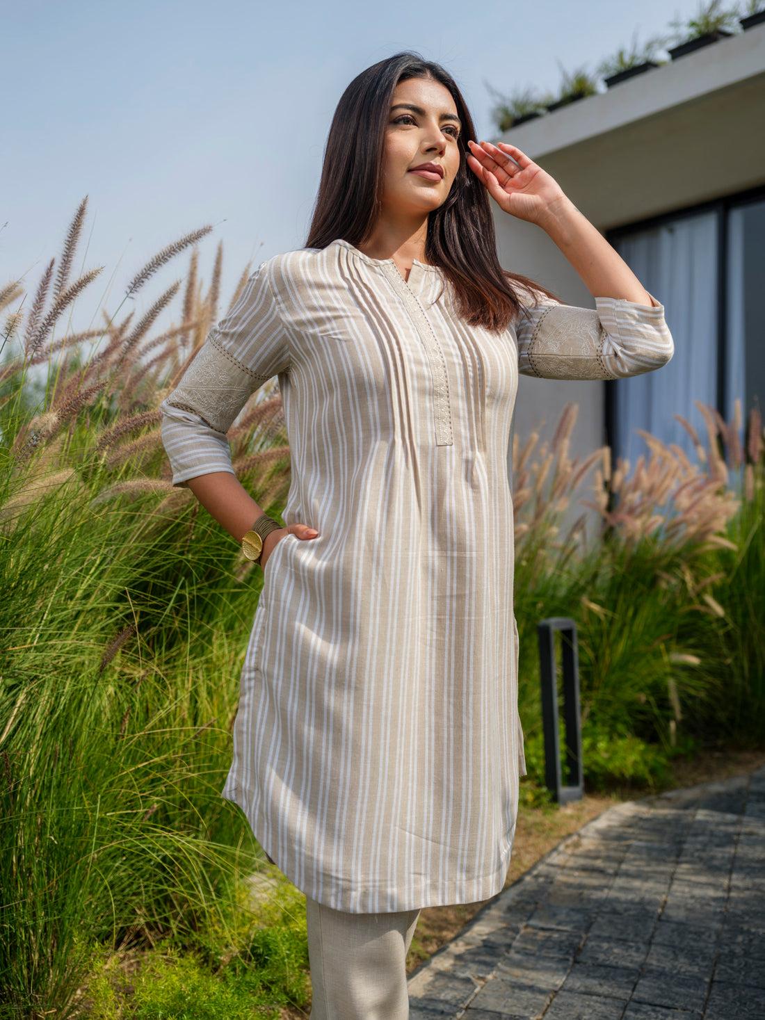 Stripe Plain mix and match Co-ord set - Etiquette Apparel