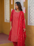 Product Carousel Image 7: Elegant Red Embroidered Kurta Set with Dupatta