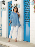 Product Carousel Image 3: Shirt collar denim top with cutwork embroidery