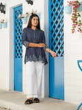 Product Carousel Image 11: Shirt collar denim top with cutwork embroidery