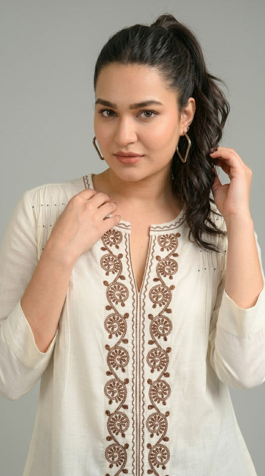 Modern Ease Embroidered Top - Etiquette Apparel