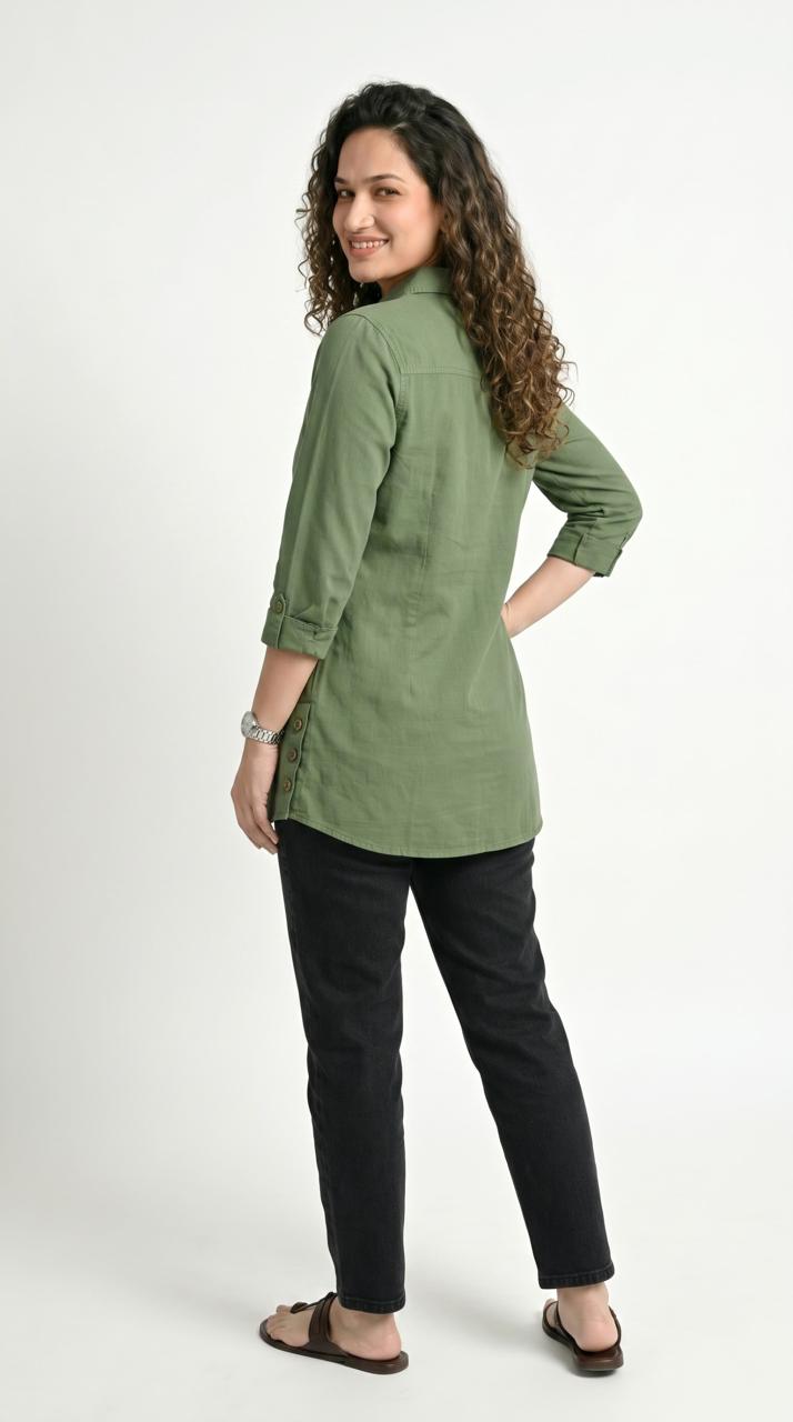 Buttoned Longline Shirt