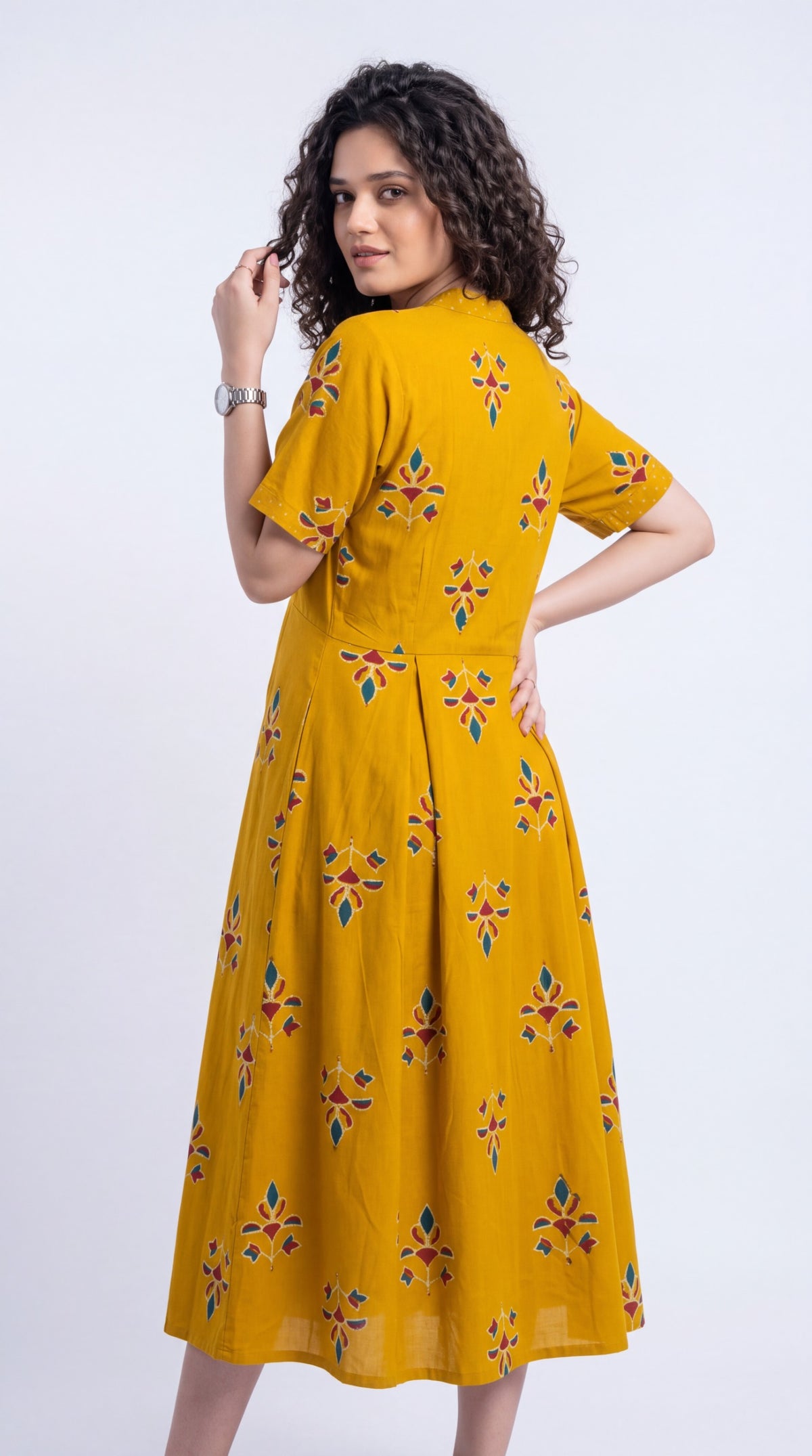 Floral Motif Flared Dress