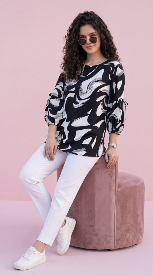 Chic abstract Print Polyester Top - Etiquette Apparel