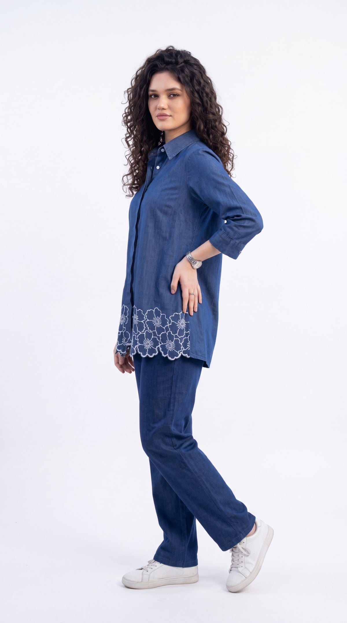 Scallop Detail Denim Co-ord Set