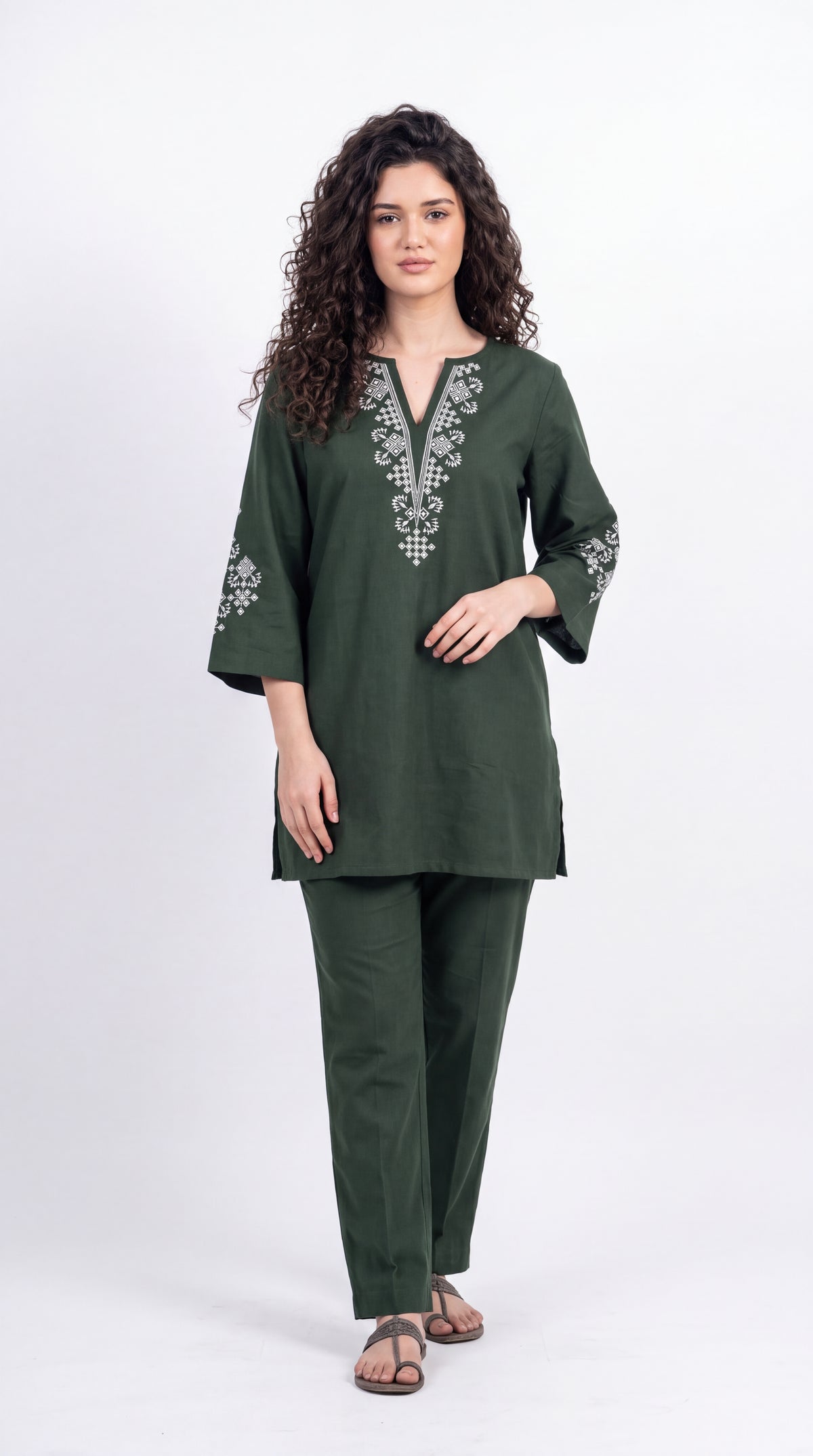 Geometric Embroidered Co-ord Set - Etiquette Apparel