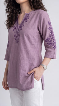 Mirror Accent Embroidered Top - Etiquette Apparel