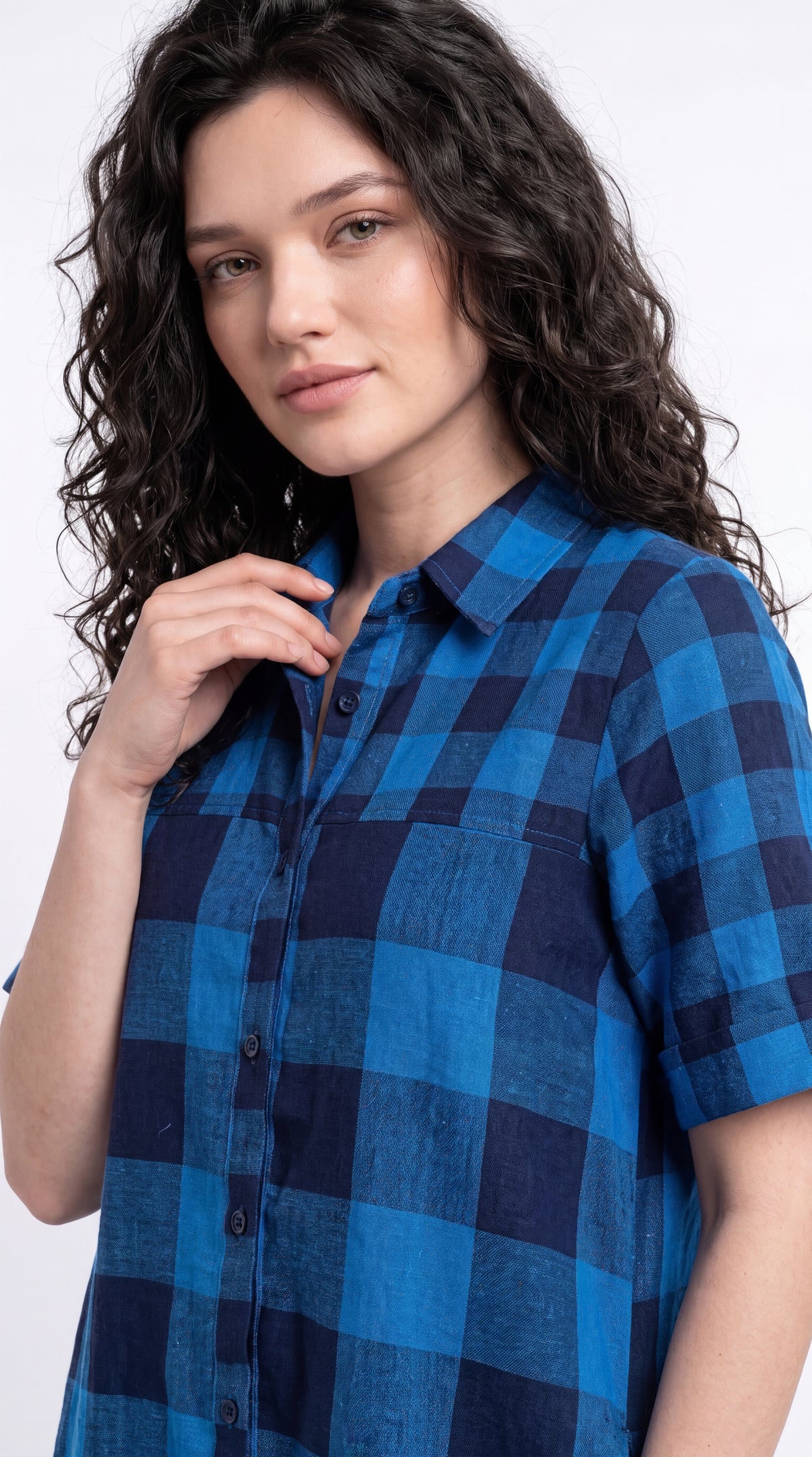 Blue Check Shirt Dress