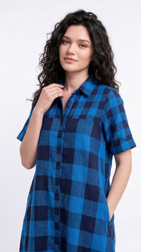 Blue Check Shirt Dress