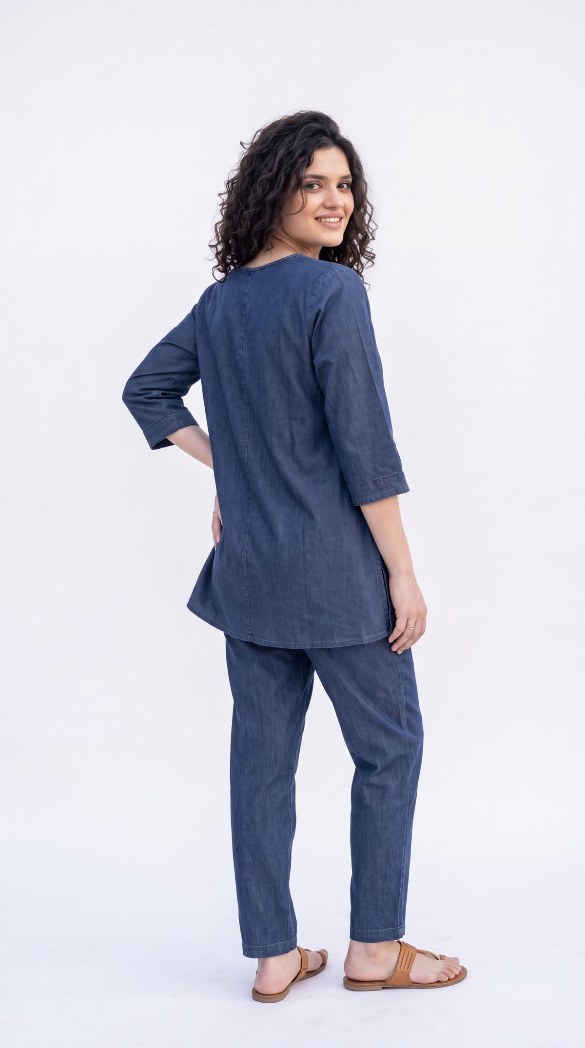 Botanical Embroidered Denim Co-ord Set - Etiquette Apparel