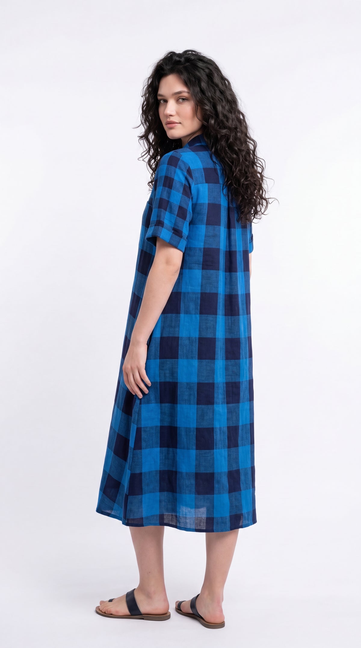 Blue Check Shirt Dress