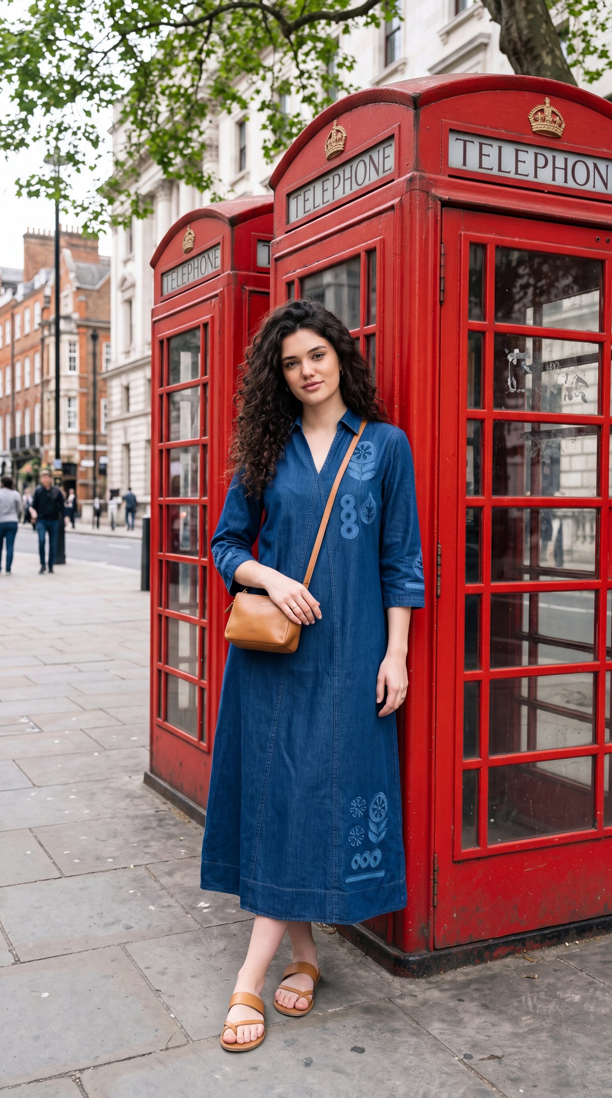 Indigo Embroidered Denim Dress - Etiquette Apparel