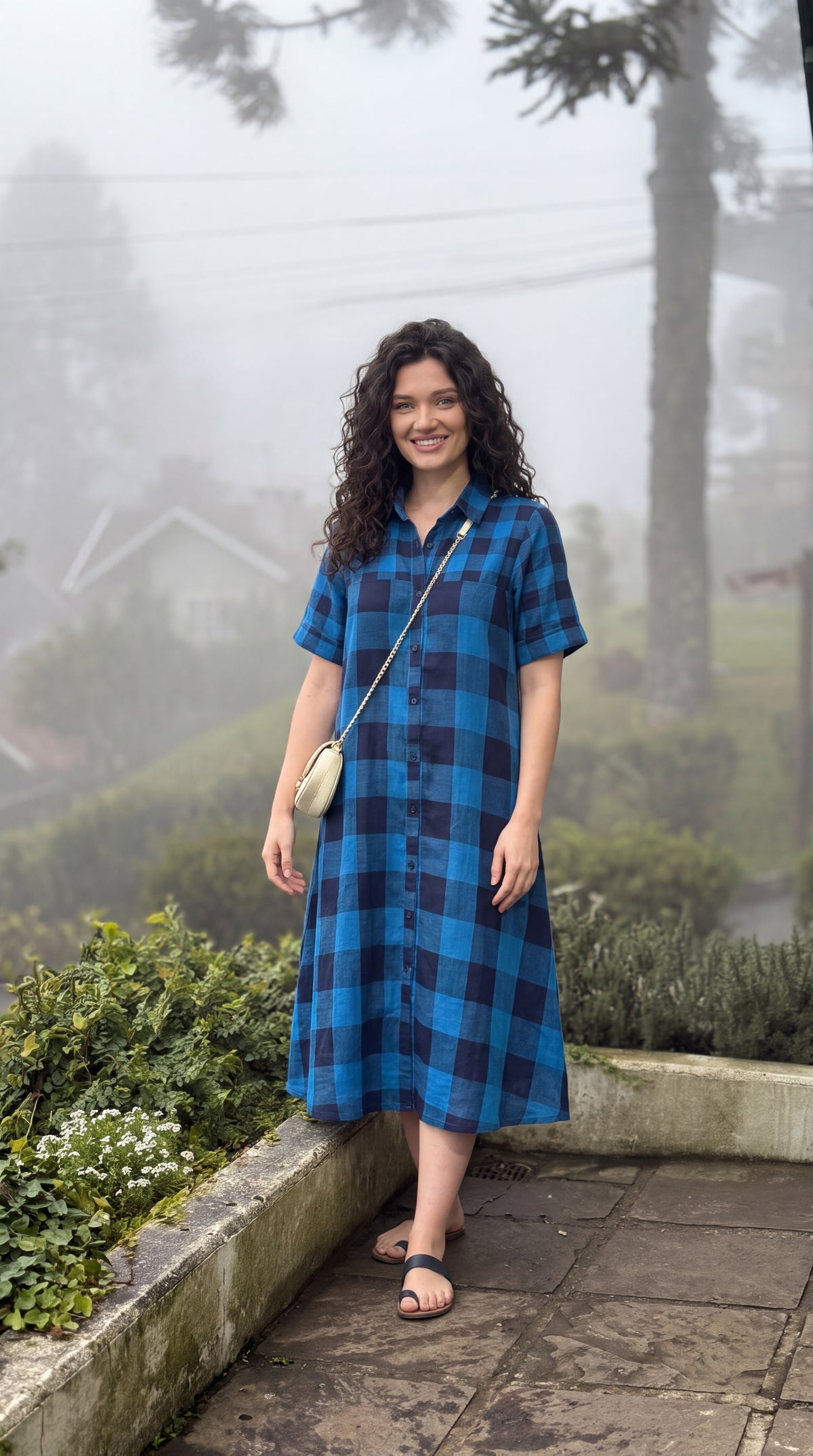 Blue Check Shirt Dress