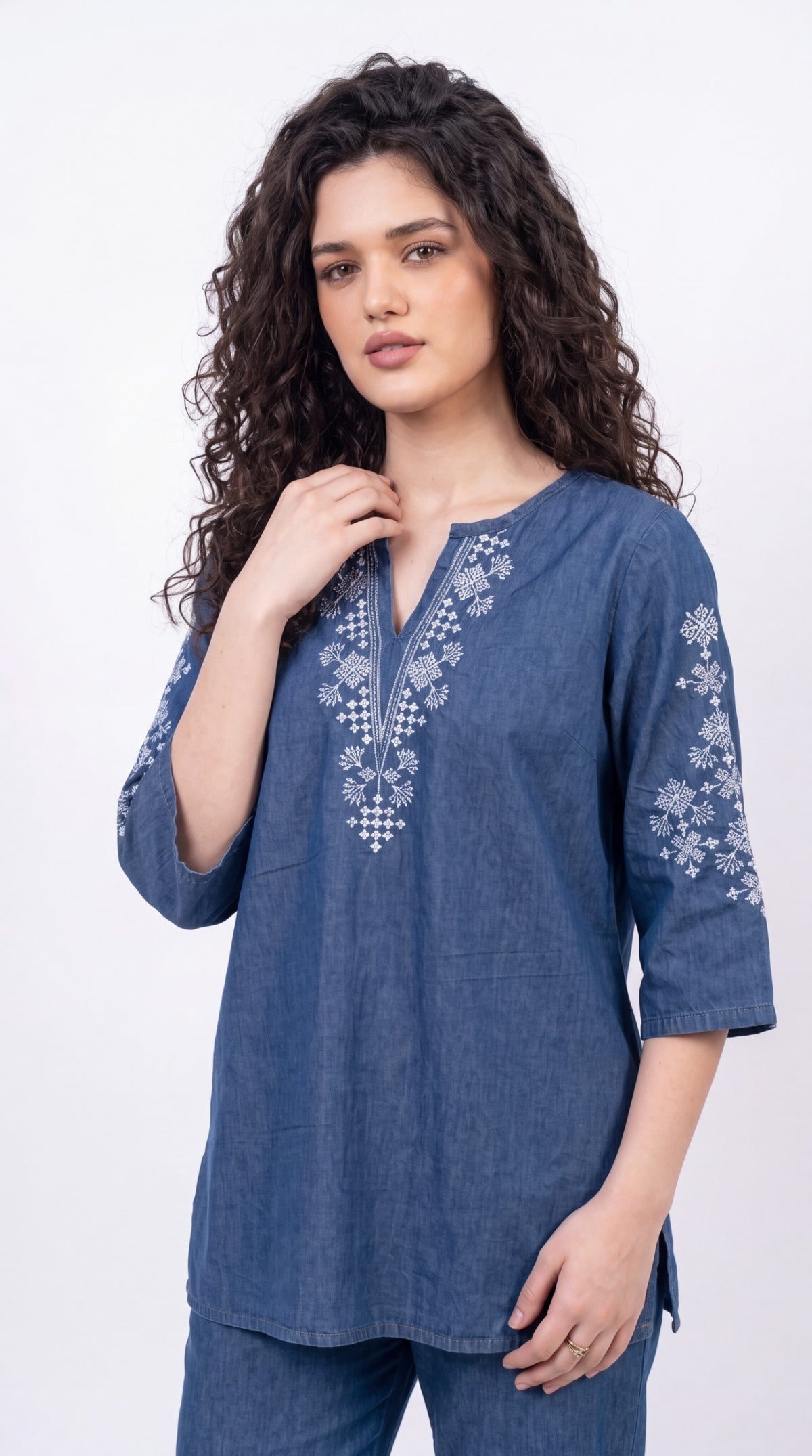 Contemporary Embroidered Denim Co-ord Set