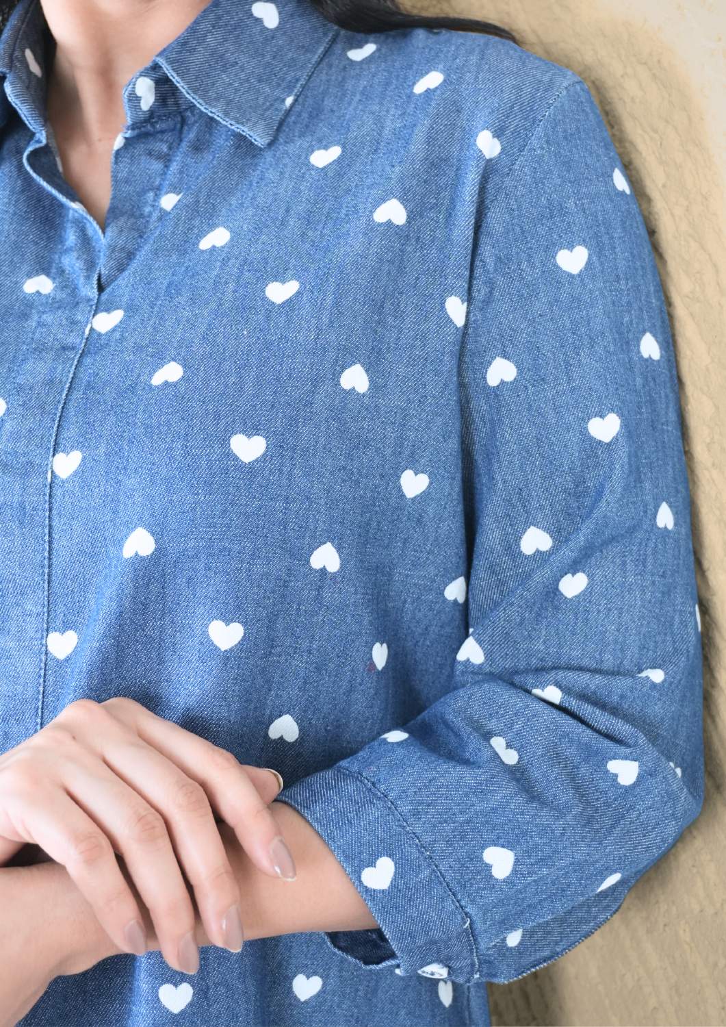 Product Carousel Image 3: Denim Top with a Heart