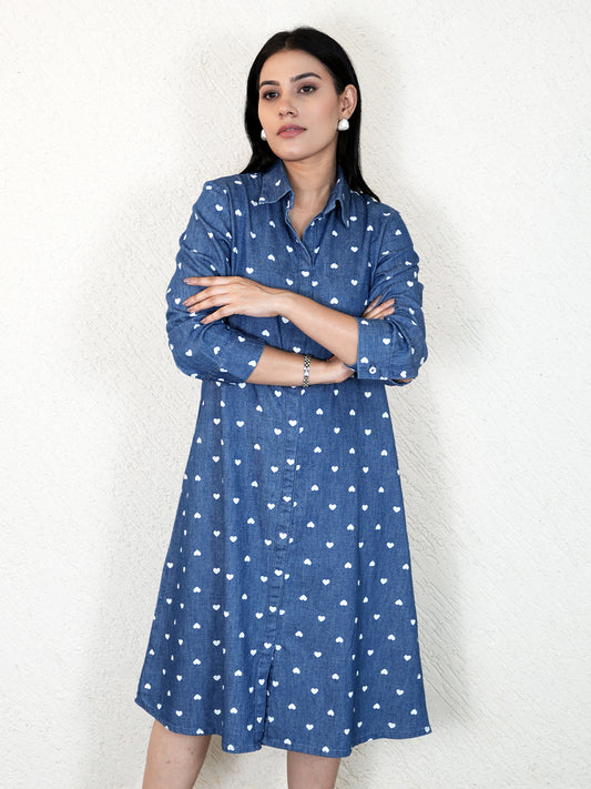 Denim Dress with a Heart - Etiquette Apparel