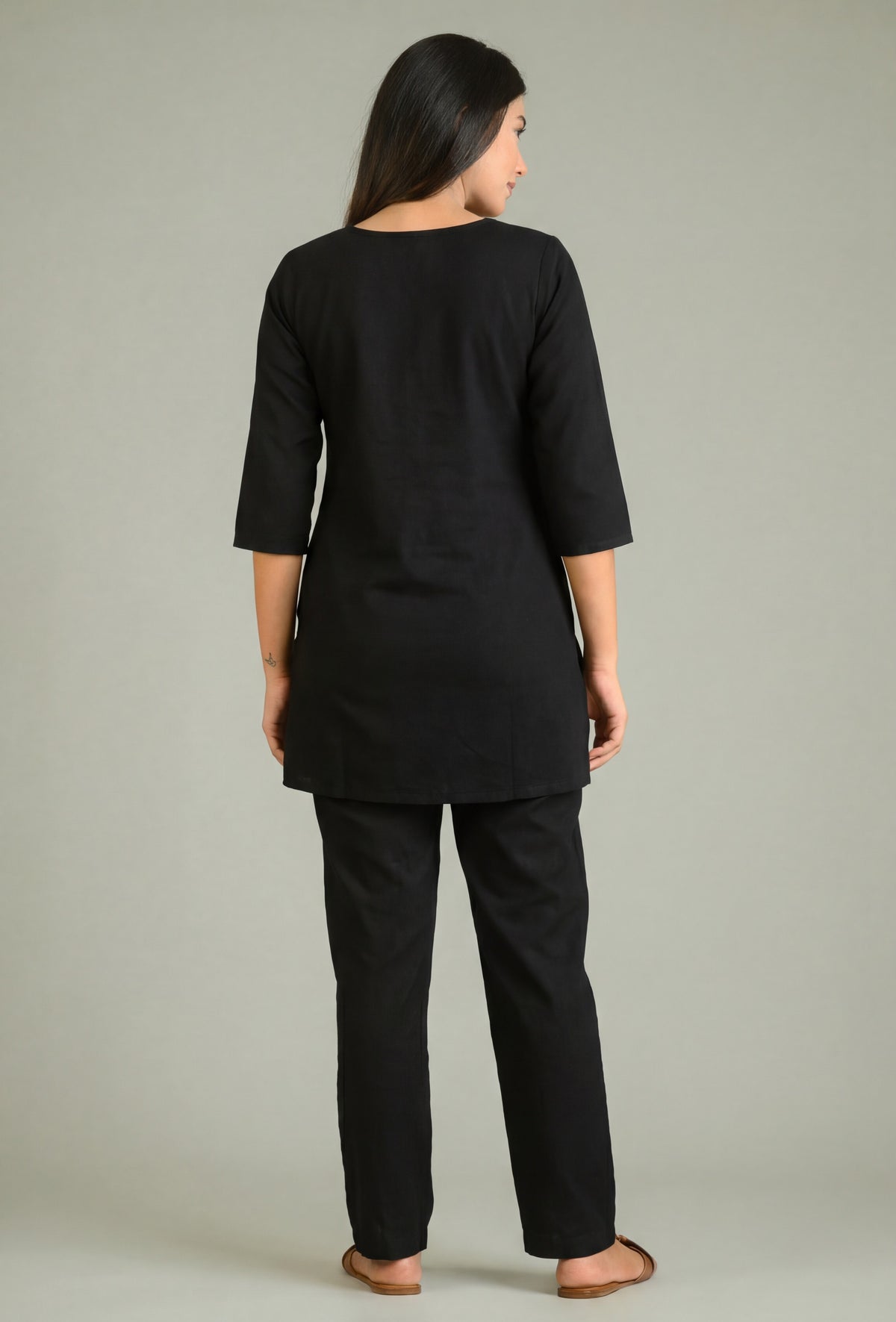 Black Denim Bloom Co-ord Set - Etiquette Apparel