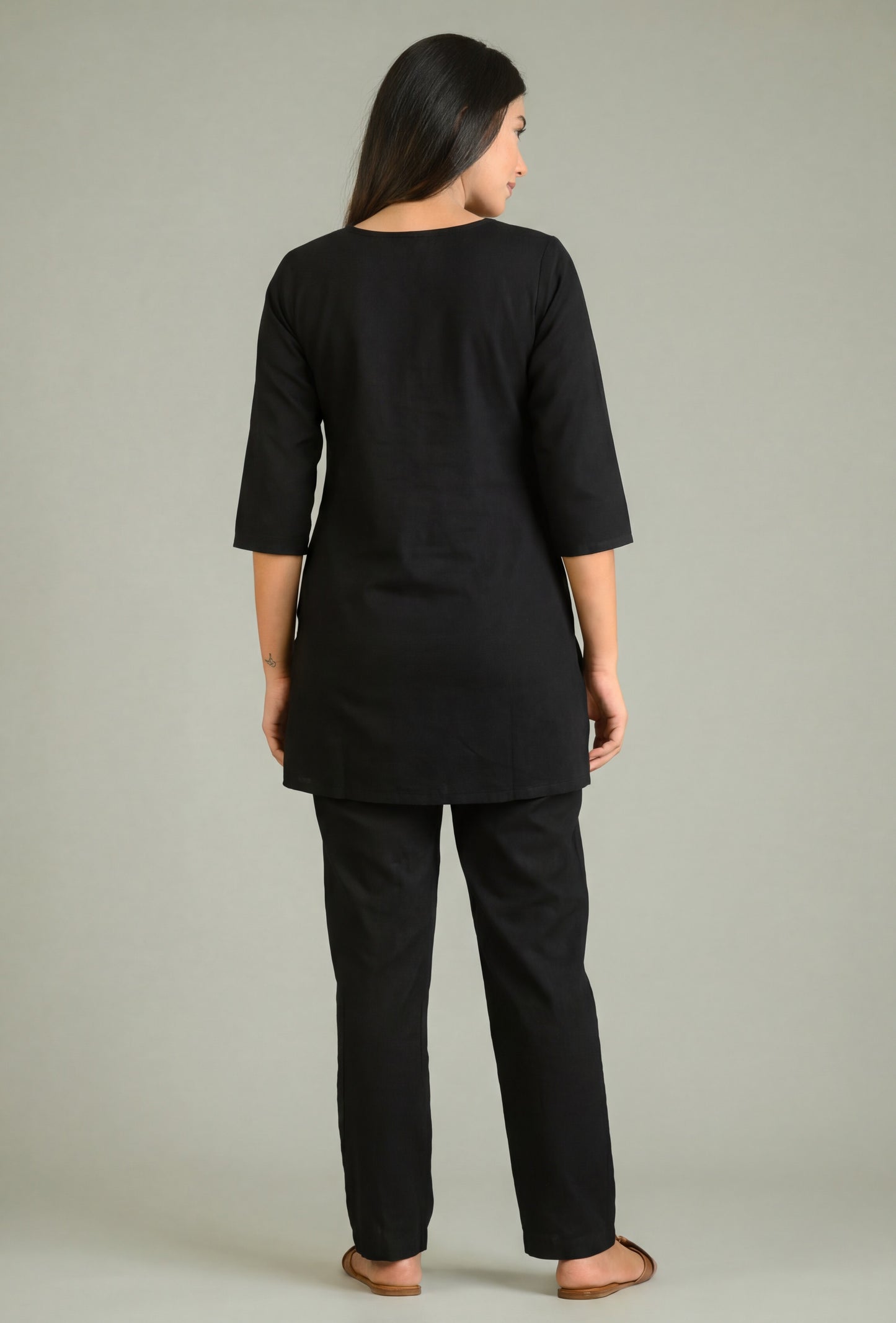 Black Denim Bloom Co-ord Set - Etiquette Apparel