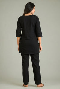 Black Denim Bloom Co-ord Set - Etiquette Apparel