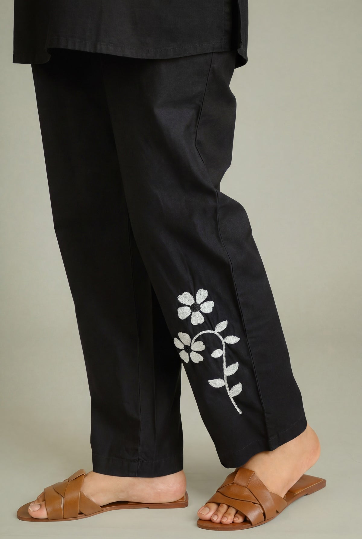 Black Denim Bloom Co-ord Set - Etiquette Apparel