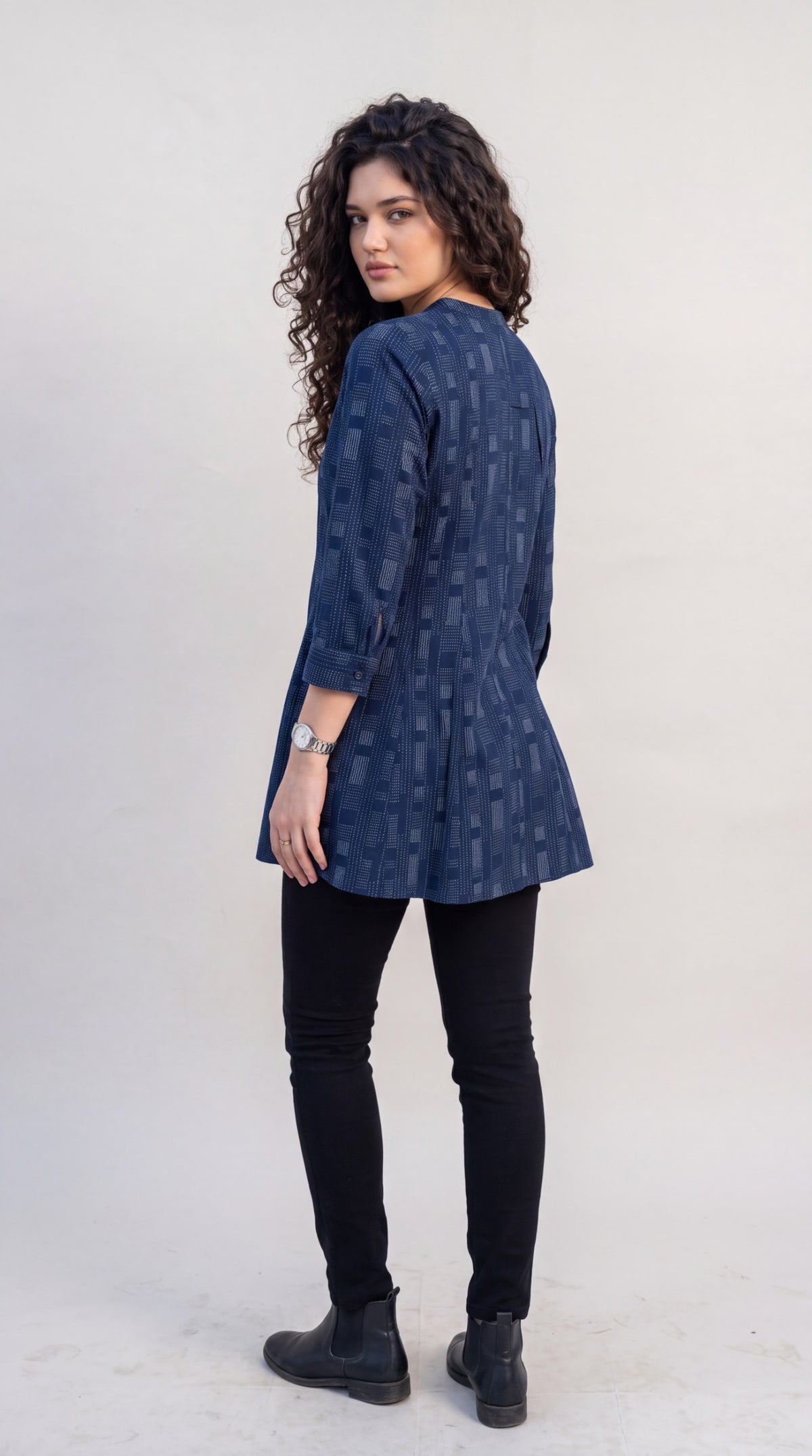 Smart Casual Printed Denim Top