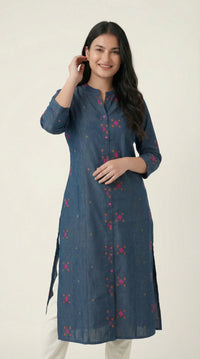 Stylish Black Ikkat Weave Women's Kurta Design - Etiquette Apparel