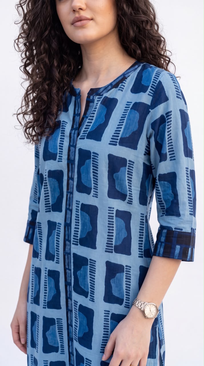 Indigo Abstract Printed Kurta